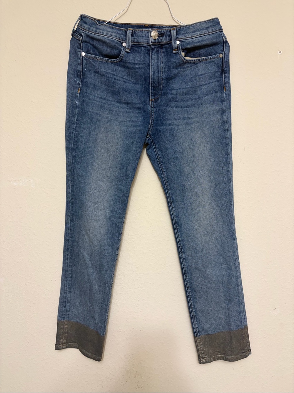 rag & bone cropped slim-straight jeans with a distinct dip-dyed wide cuff finish